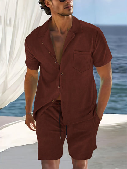 Summer casual sportwear suit for men Brown S