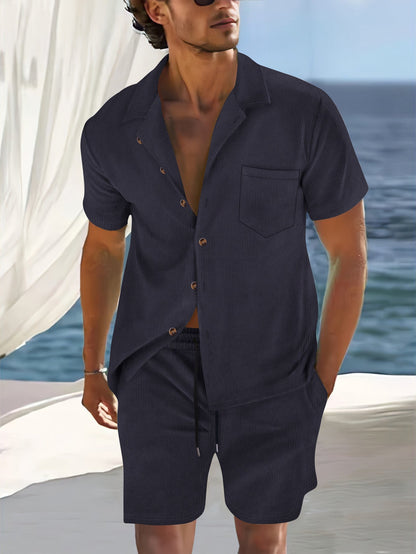 Summer casual sportwear suit for men Navy M