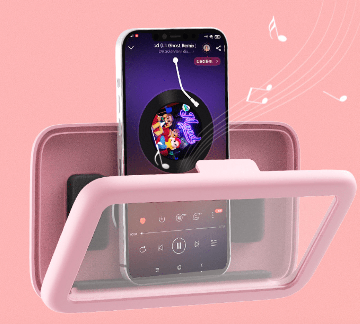 Waterproof Bathroom Phone Holder 360 Rotation Wall Mount Pink