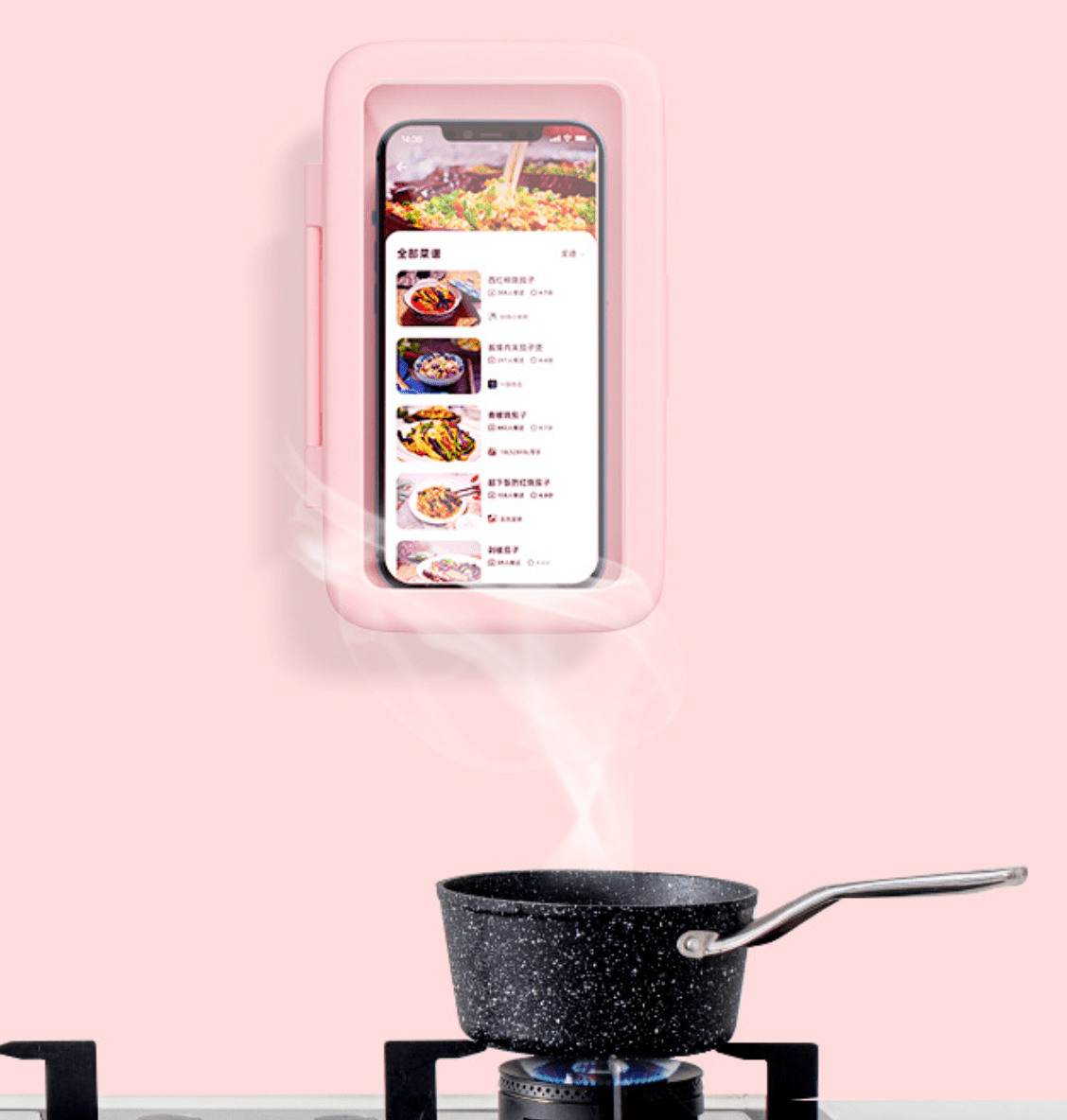 Waterproof Bathroom Phone Holder 360 Rotation Wall Mount Pink