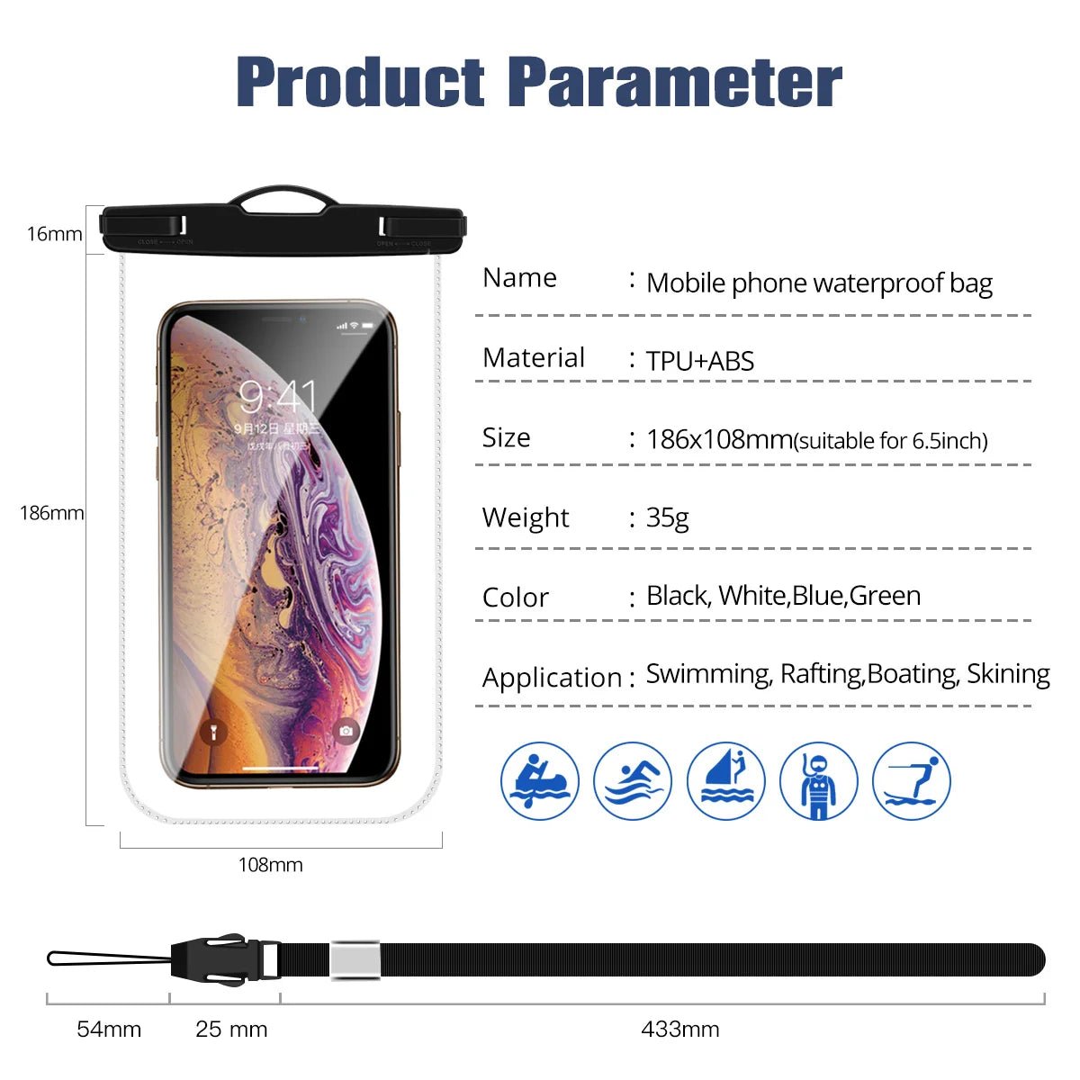 Waterproof Phone Case Swimming Bags Mobile Phone 12 11 Pro Max 8