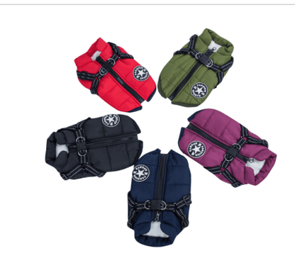 waterproof winter jacket with integrated harness Green S