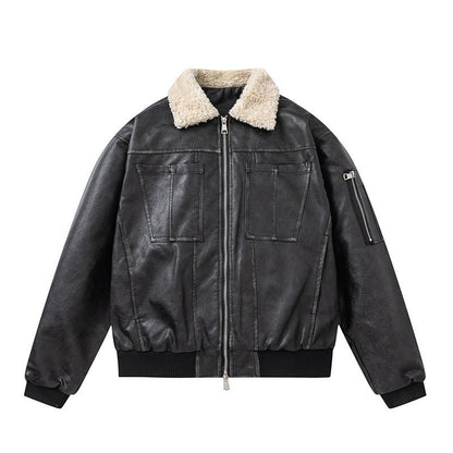 Women's Vintage PU Leather Cotton Jacket