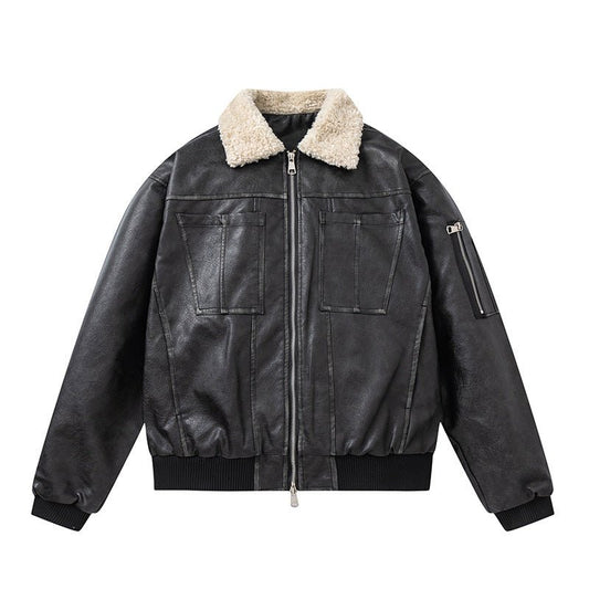 Women's Vintage PU Leather Cotton Jacket