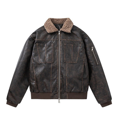 Women's Vintage PU Leather Cotton Jacket